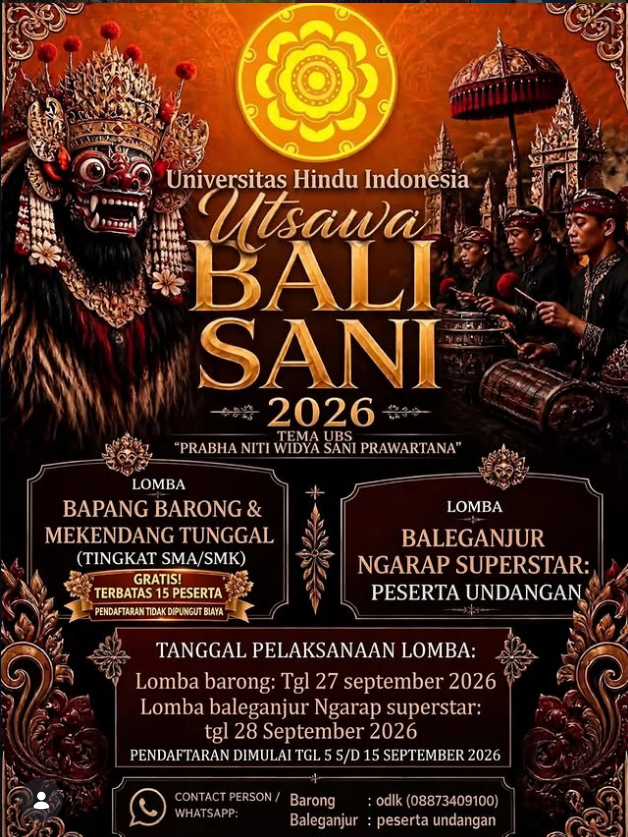 Universitas Hindu Indonesia Gelar Utsawa Bali Sani 2026 dengan Beragam Lomba Seni dan Budaya