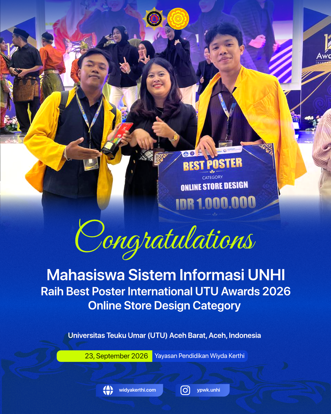 Mahasiswa Sistem Informasi UNHI Raih Best Poster pada International UTU Awards 2026